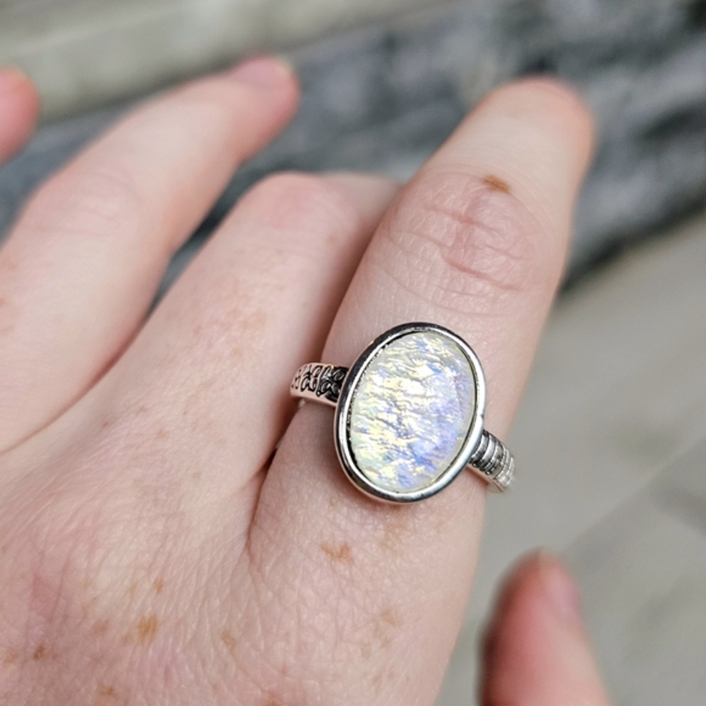Indie Oval Moonstone Asymmetric Ring